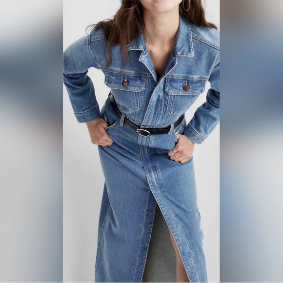 NWT Universal Thread Denim Maxi Dress with Front Slit. Size 00 ptp 17 - Picture 3 of 6